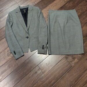 Loro Piana Brooks Brothers Wool Suit  Set Jacket and Skirt Black/Cream